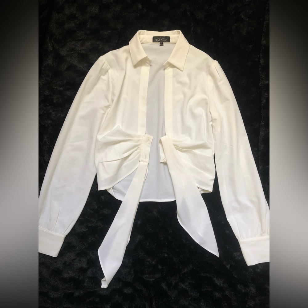 White collared shirt. Blue Blush brand size M